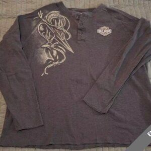 Harley Davidson Thin Thermal Shirt XL Black Unfinished Sleeve Look